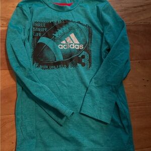 Adidas Blue Long Sleeve Tee with Geometric Design